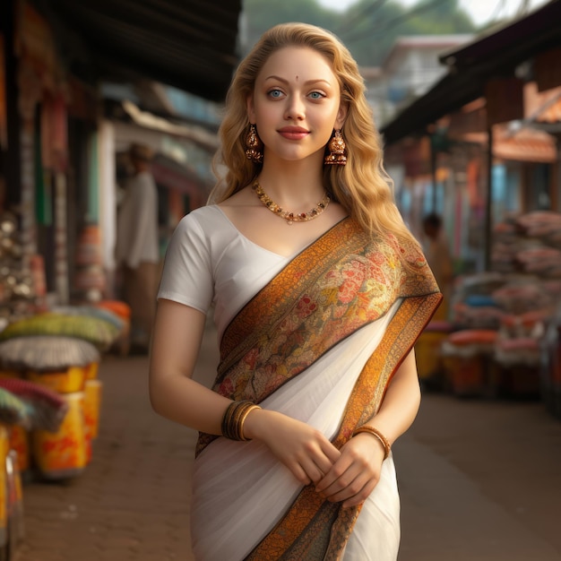 Photo la fusion enchanteuse amanda seyfried embellit les rues du kerala dans le kerala kasavu saree ornée de