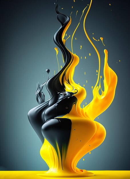 La fusion de l'encre hypnotise la symphonie des fluides jaune et noir