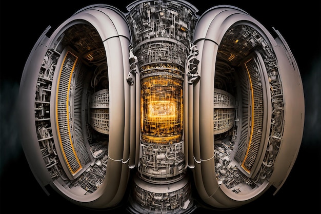 Fusion nucléaire tokamak champ magnétique pour confiner le plasma dans la forme d'un torus forme toroïdale technologie d'énergie propre IA générative