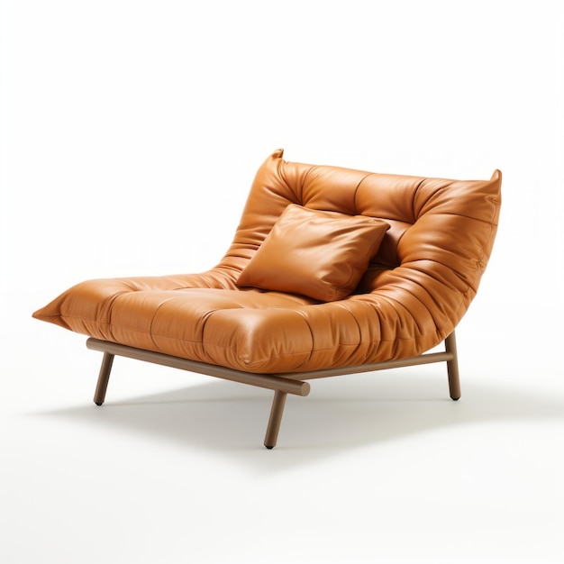 Futon élégant avec chaise longue Bouroullec en cuir beige