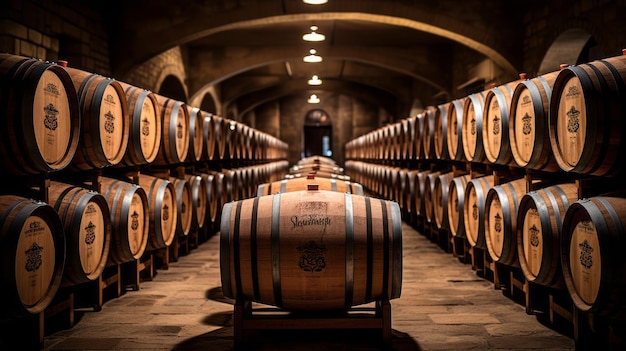 Fûts de vin dans des caves à vin Fûts de vin ou de whisky Fûts en bois français