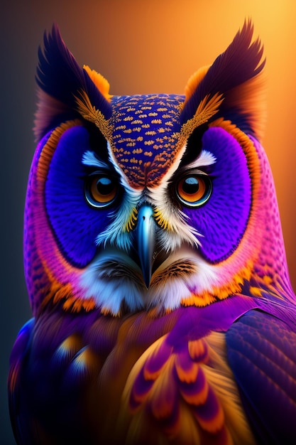 Un futur art génératif hibou ultra hd 8k