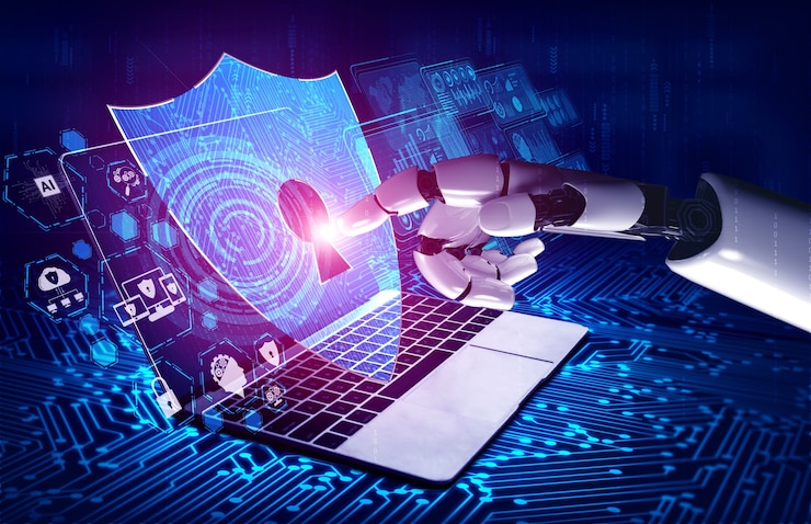 Photo futur robot d'intelligence artificielle et cyborg.