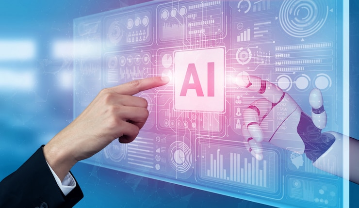 Photo futur robot d'intelligence artificielle et cyborg.