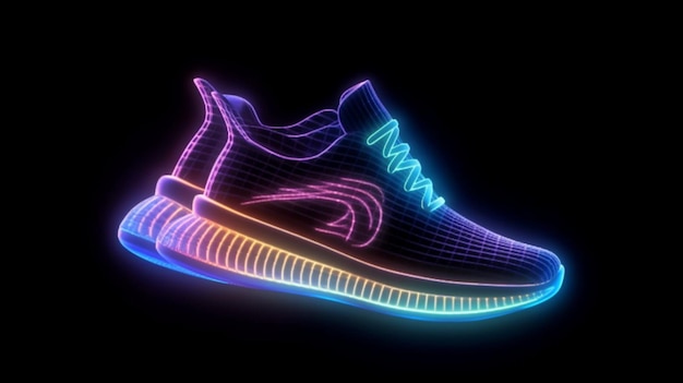 Photo futures baskets et graphiques pour l'exercice chaussures hologrammatiques et sportives pour le fitness course ia générative