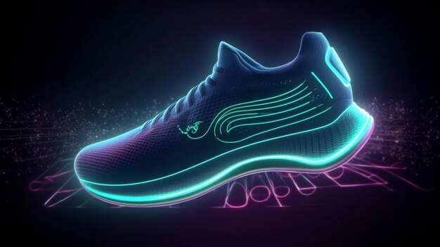 Futures baskets et graphiques pour l'exercice Chaussures hologrammatiques et sportives pour le fitness Course IA générative