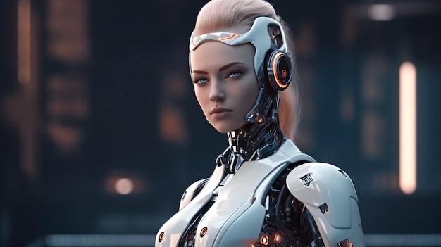 futuriste Ai android robot belle femme