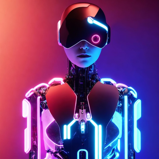 Futuriste bio cyborg android mécanicien art génératif humain par IA