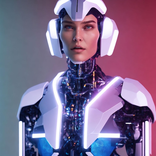 Futuriste bio cyborg android mécanicien art génératif humain par IA