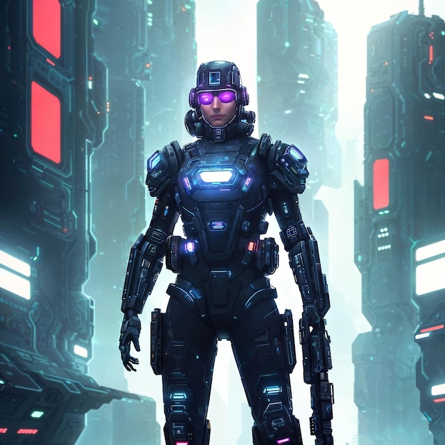 Futuriste de la future armée de soldats en armure à l'IA générative du monde moderne