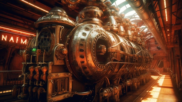 Photo futuriste steampunk time machine voyage dans le temps créatif et beaucoup de détails