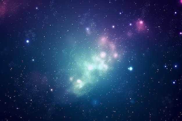 Une galaxie bleue avec un fond violet et un fond bleu avec des étoiles.