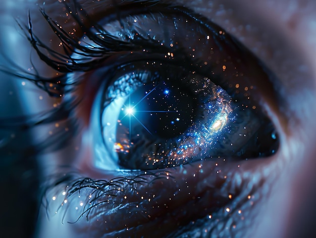 Galaxie dans l'œil d'un humain