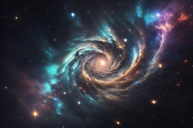 Une galaxie avec un dessin en spirale au centre