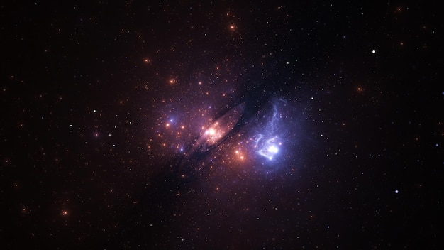 Galaxie espace fond univers ciel magique nébuleuse nuit violet cosmos. Papier peint galaxie cosmique poussière d'étoile de couleur bleue étoilée. Texture bleue galaxie abstraite futur infini sombre lumière profonde rendu 3d