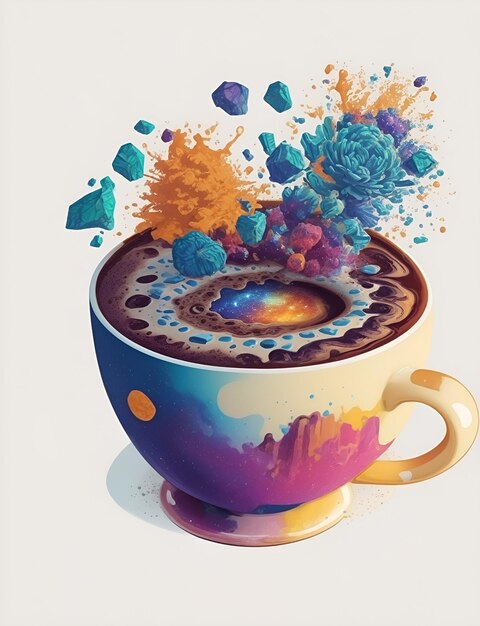 galaxie à l'intérieur d'une tasse de café