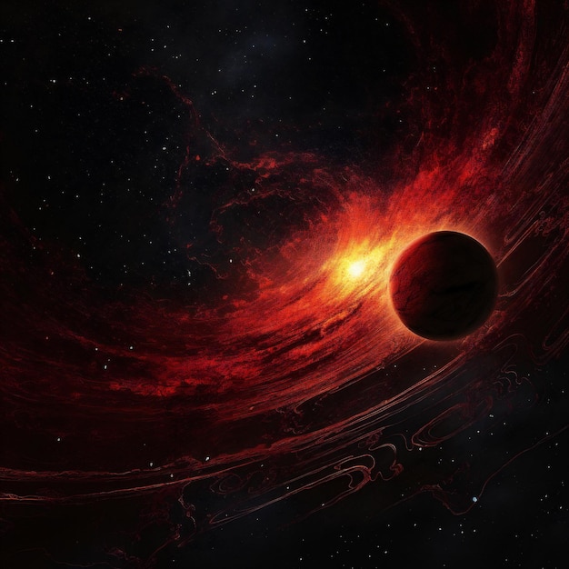 Photo la galaxie rouge dans l'espace profond la planète dans l'univers sombre