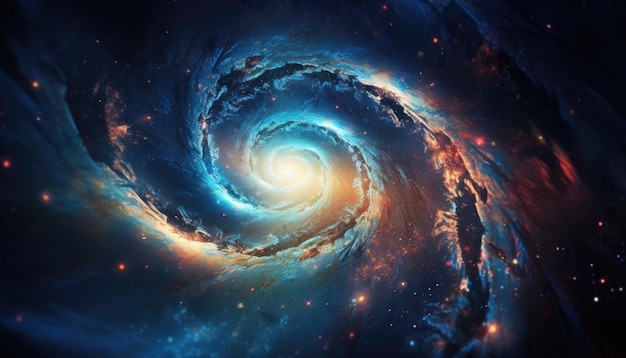 Photo galaxie spirale dans l'espace avec des étoiles et une nébuleuse ai