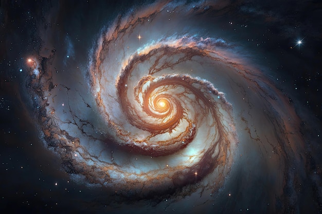 Une galaxie spirale avec un dessin en spirale au centre