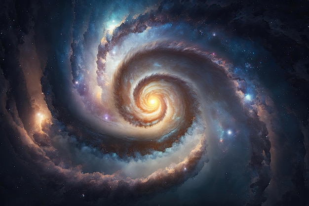 Une galaxie spirale avec un dessin en spirale au centre