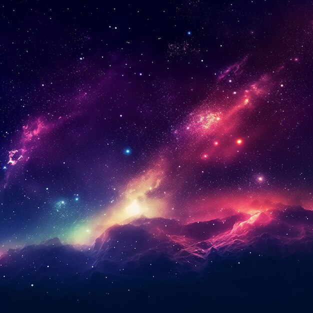 Une galaxie violette avec un fond violet