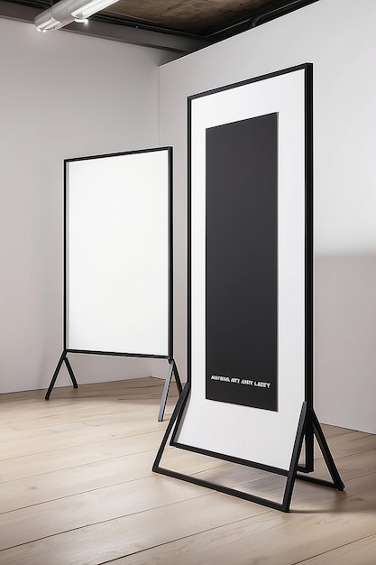 Photo galerie d'art pop-up déclarations d'artistes mockup de signalisation avec un espace blanc vide pour placer votre conception