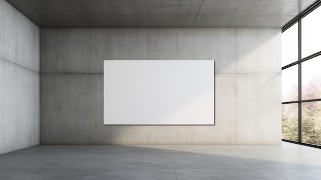 Galerie de béton minimaliste avec maquette d'affiche à cadre vide