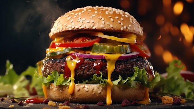 Galette sans viande et accessoires pour cheeseburger végétalien