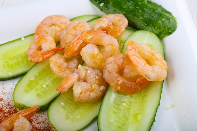 Gambas aux concombres