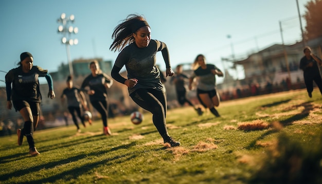 Gameplay de football féminin sur le terrain de football Photographie éditoriale Jeu de match de football