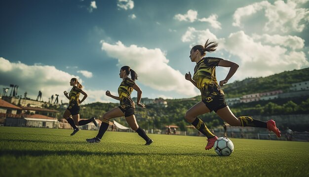 Gameplay de football féminin sur le terrain de football Photographie éditoriale Jeu de match de football