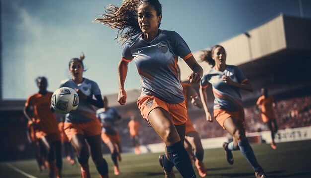 Gameplay de football féminin sur le terrain de football Photographie éditoriale Jeu de match de football