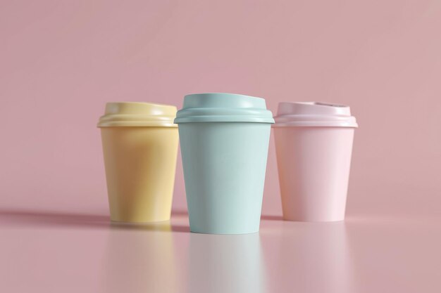 Une gamme de sachets d'emballage de café ou de thé de marque aux couleurs pastel parfaitement alignés sur un fond ombré