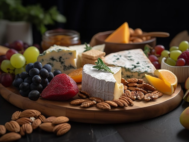 La gamme séduisante d'un plateau de fromages artisanaux