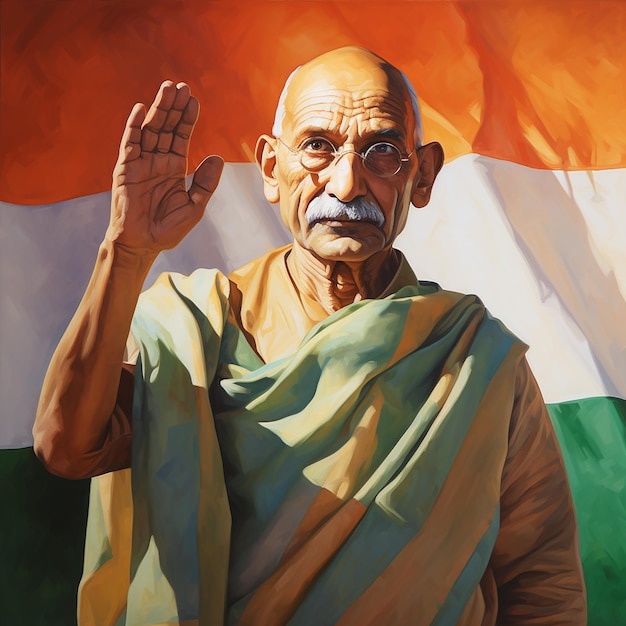 Gandhi Jayanti Banner Mahatma Gandhi avec le drapeau 2 octobre Gandhi Jayanti Template