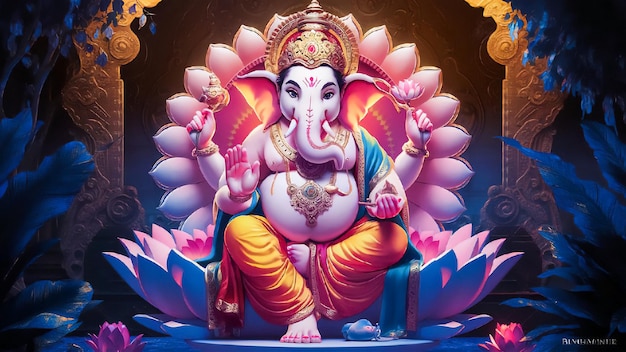 Ganesh Chaturthi célébration vibrante Le Seigneur Ganesha orné de fleurs exquises