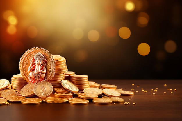 Ganesh Laxmi pièces de monnaie fond diwali