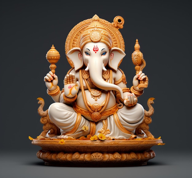 Photo ganesha sur fond sombre pour diwali 3d