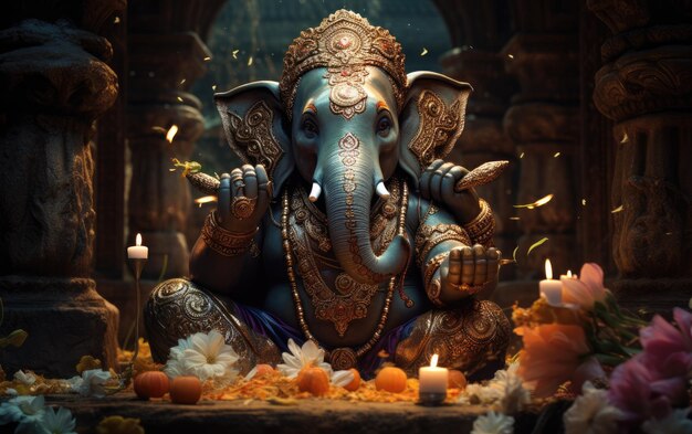 Ganesha et sa tête d'éléphant Composition en l'honneur du jour des morts