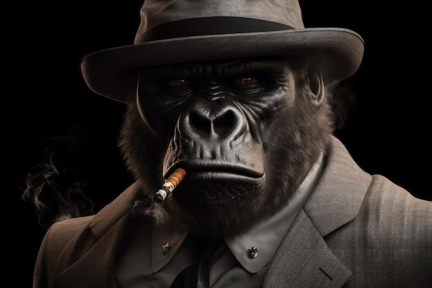 Gangster gorilla Person mask retro Generate Ai