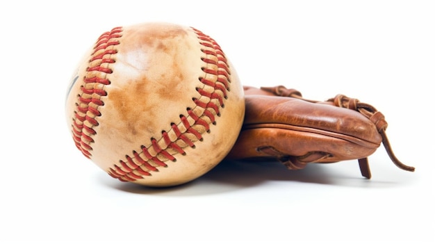 Un gant de baseball et baseball isolé sur fond blanc