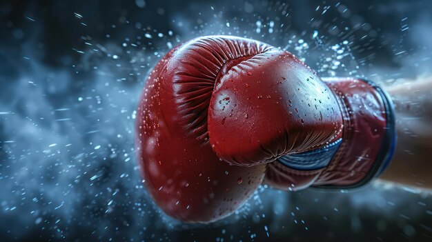 Photo un gant de boxe rouge avec un gant de box rouge sur la gauche