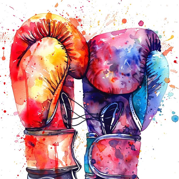 Gants de boxe aquarelle activité thématique sportive