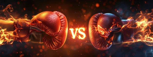 Des gants de boxe enflammés s'affrontent dans une intense bataille de compétition
