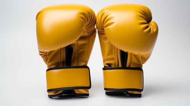 Gants de boxe jaunes sur fond blanc