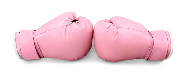 Gants de boxe roses sur fond