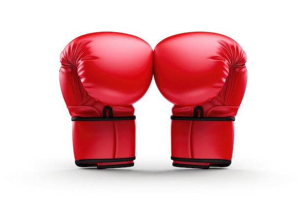 Des gants de boxe rouges sur fond blanc