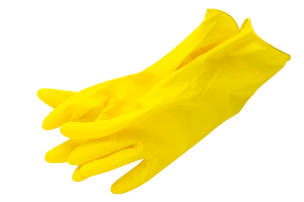 gants en caoutchouc jaune