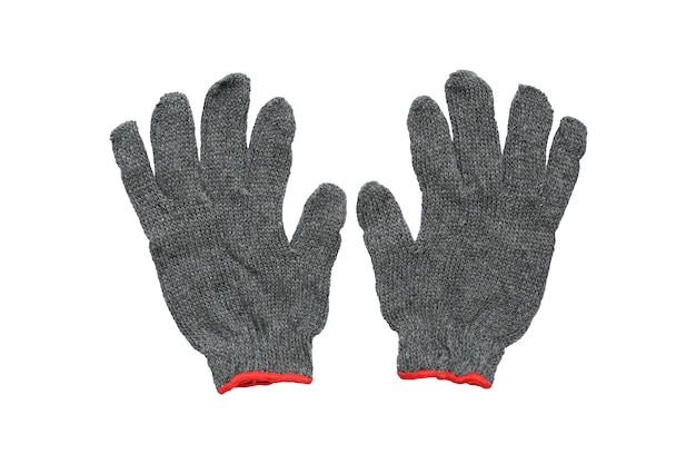 Photo gants en coton gris isolés sur fond blanc - clipping path