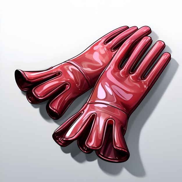 Des gants en cuir rouge sur un fond blanc illustration de rendu 3D